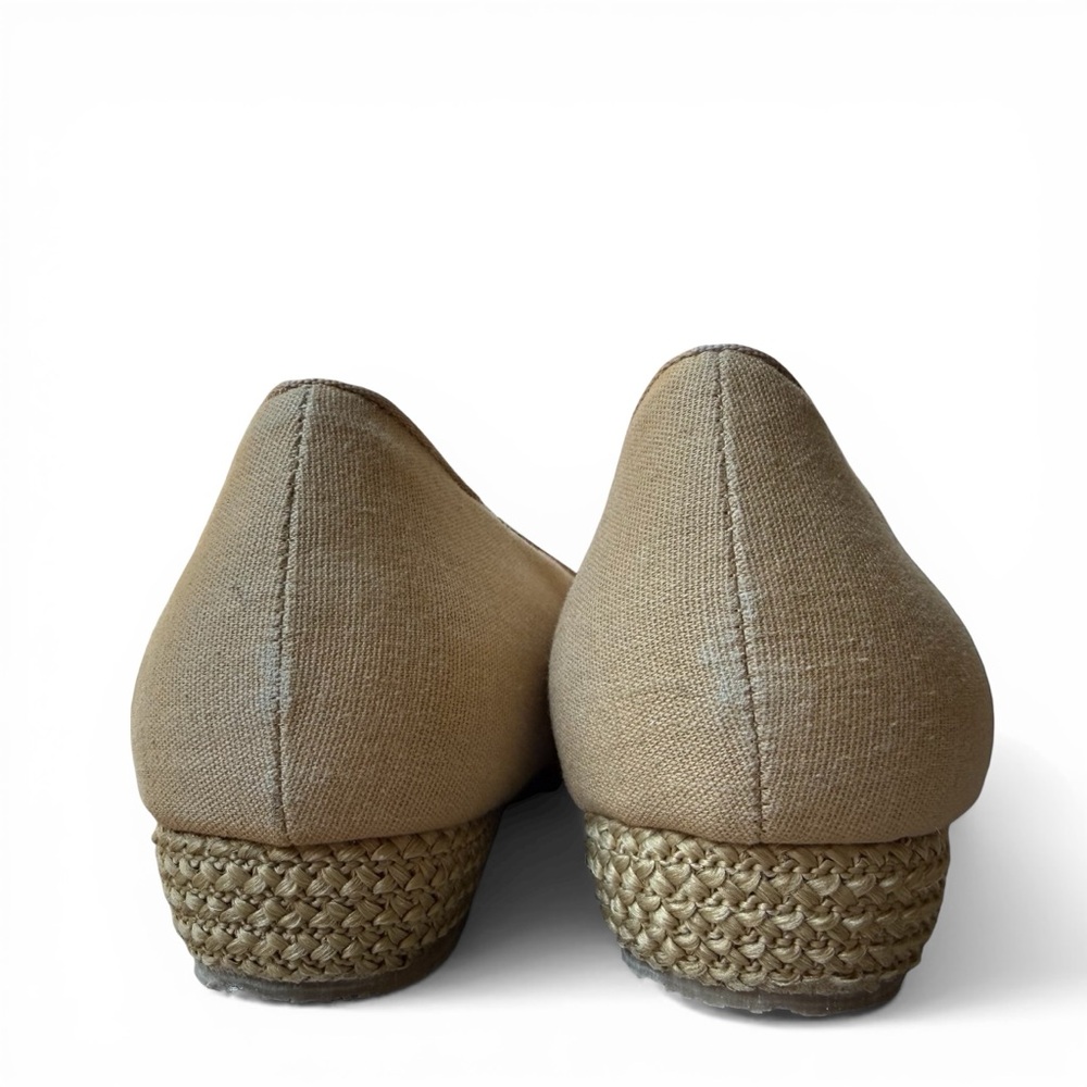 Beacon Tan Linen Espadrille Wedge Ballet Flats Career Wear Comfort Sz 12M Shoes - Picture 3 of 10